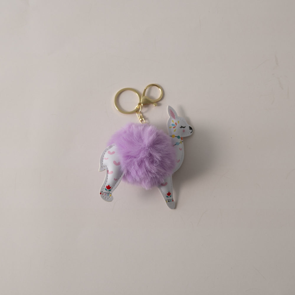 Keychain Pom Pom Buddy - LLAMA PURPLE
